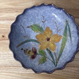 Vintage Bitossi Italian Ceramic Scalloped Plate Hand Painted Floral Cottagecore